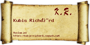 Kubis Richárd névjegykártya
